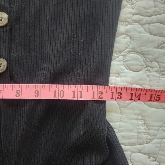 Reformation Landry Jumpsuit Medium Black Ribbed Knit Square Neck Button Lyocell - Picture 10 of 11